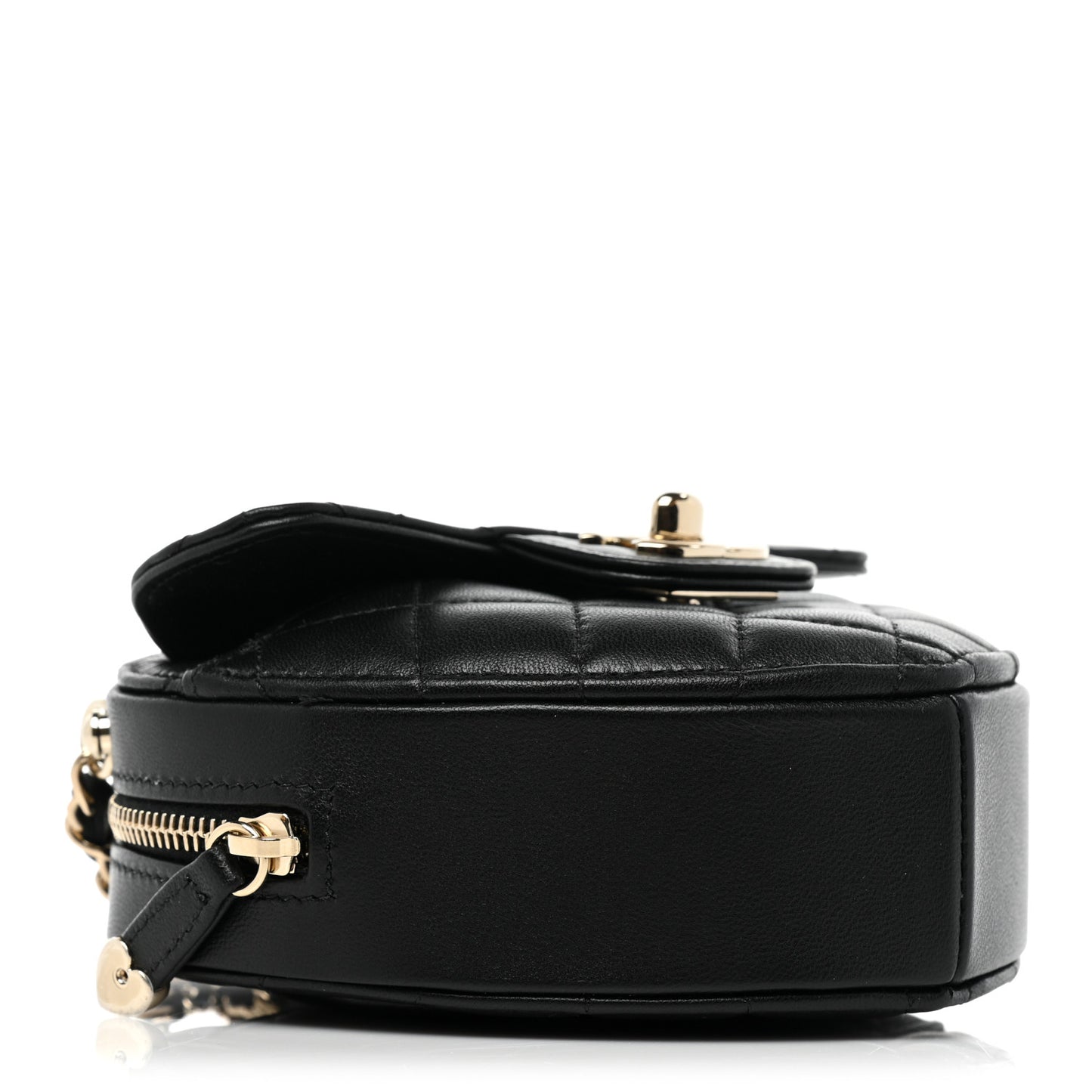 Lambskin Quilted CC In Love Heart Clutch With Chain Black