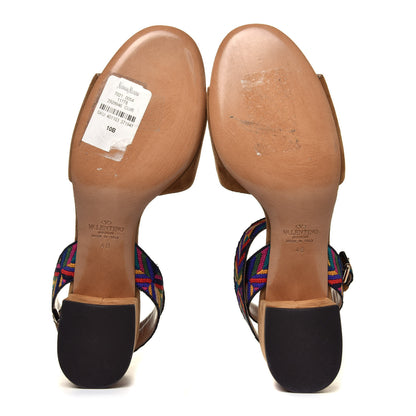 Valentino Garavani Suede Native Embroidered Strap Sandals 40 Beige 12 of 12