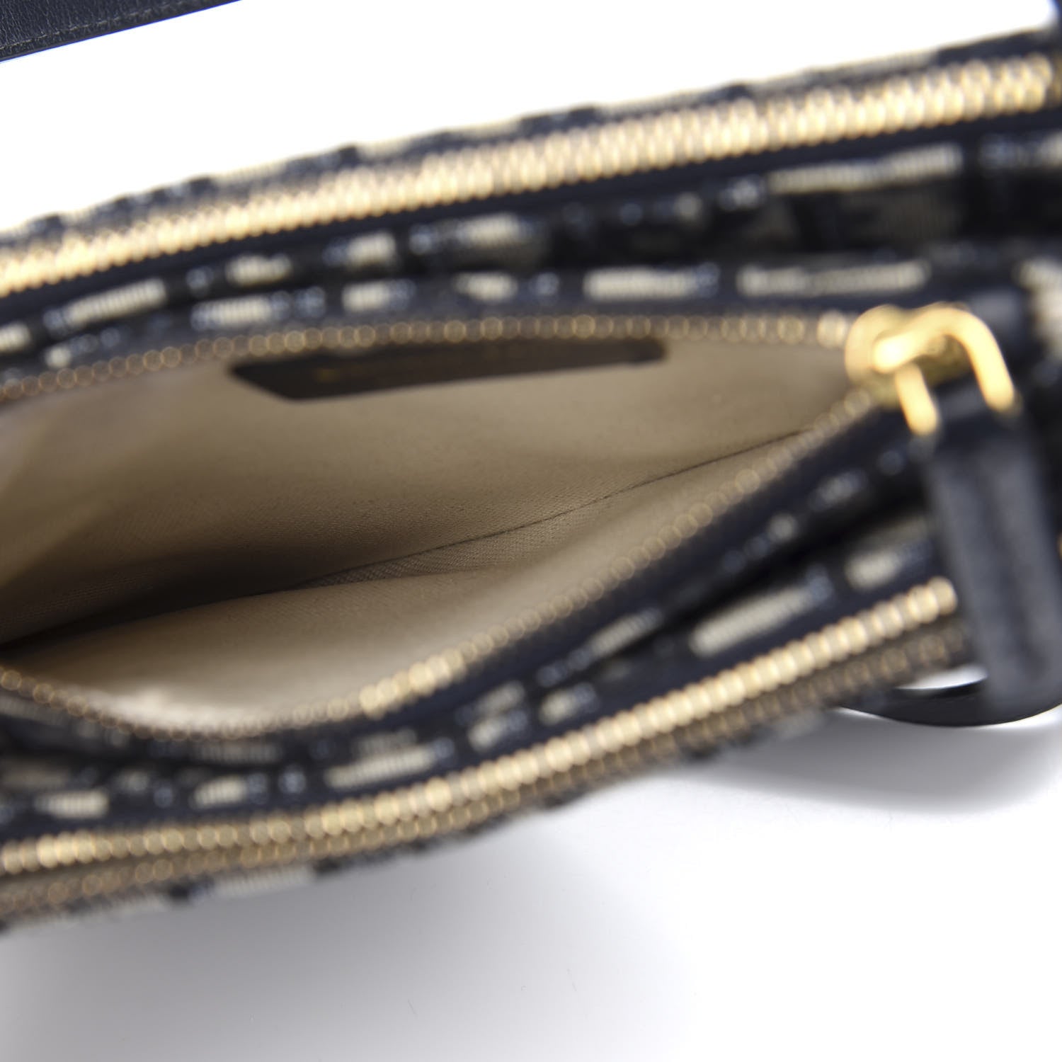 Christian Dior Oblique Saddle Pouch With Strap Navy Blue 6 of 10