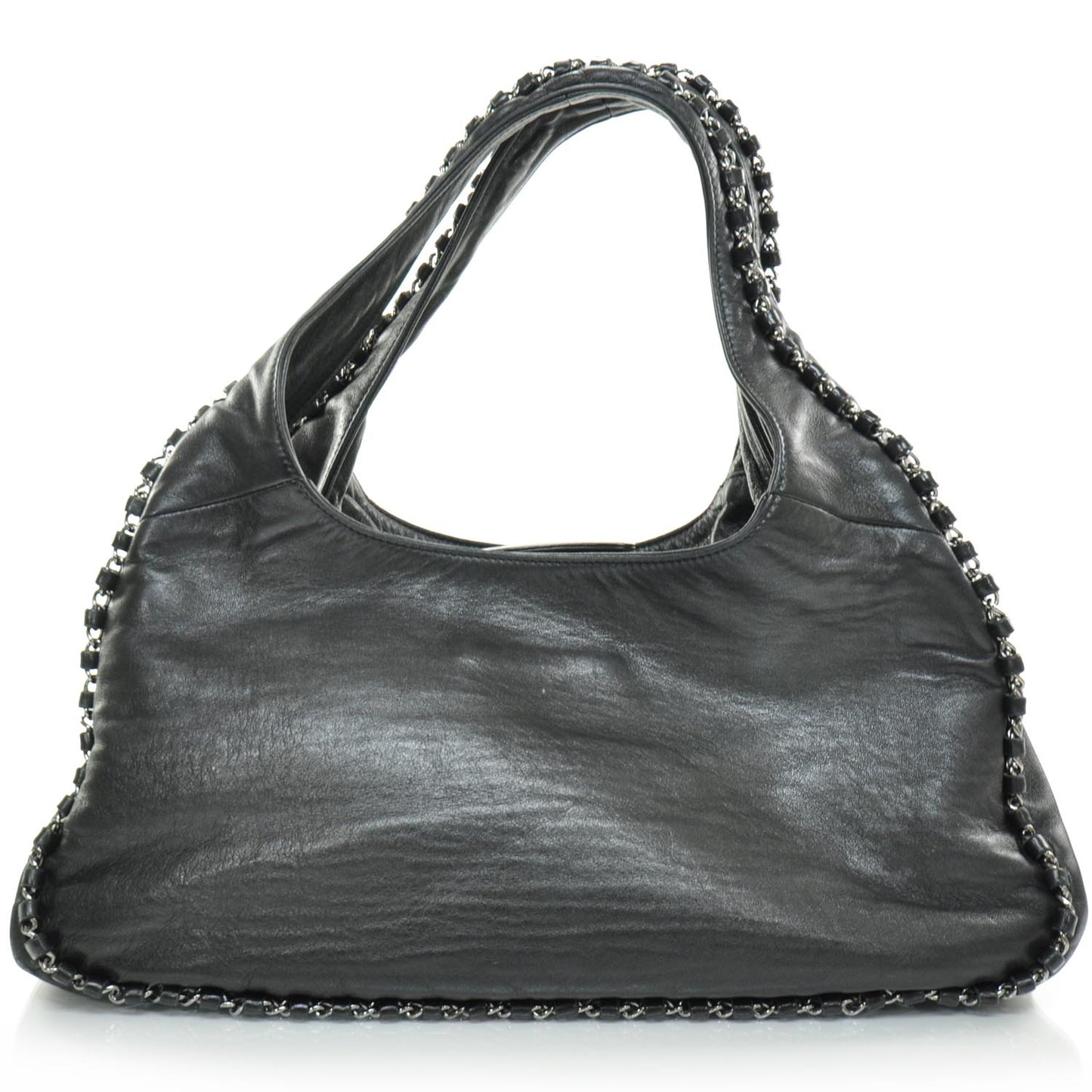Leather Chain Hobo Black