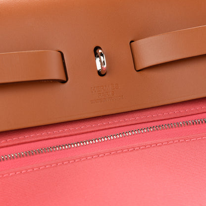 Hermes Vache Hunter Toile Herbag Zip 31 PM Rose Azalee Natural 7 of 10