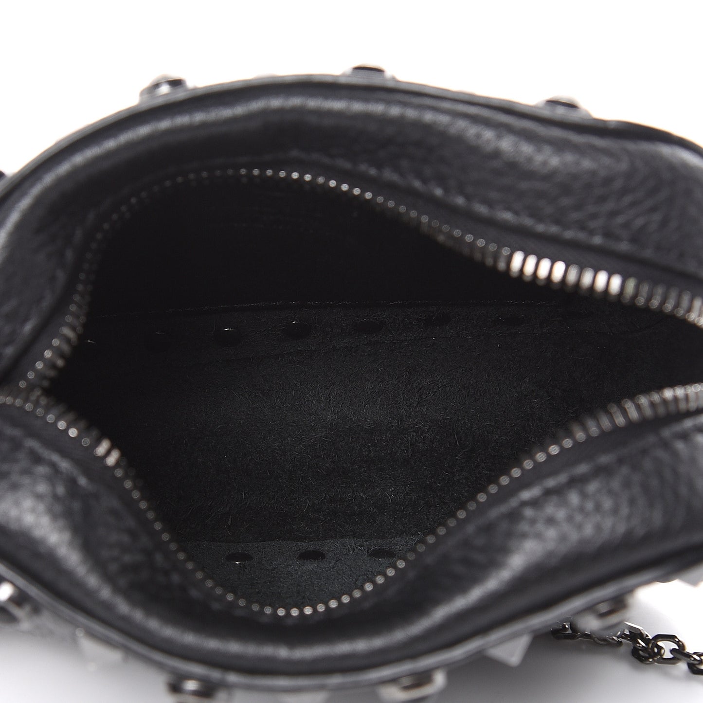 Calfskin Small Rockstud Rolling Chain Camera Crossbody Bag Black
