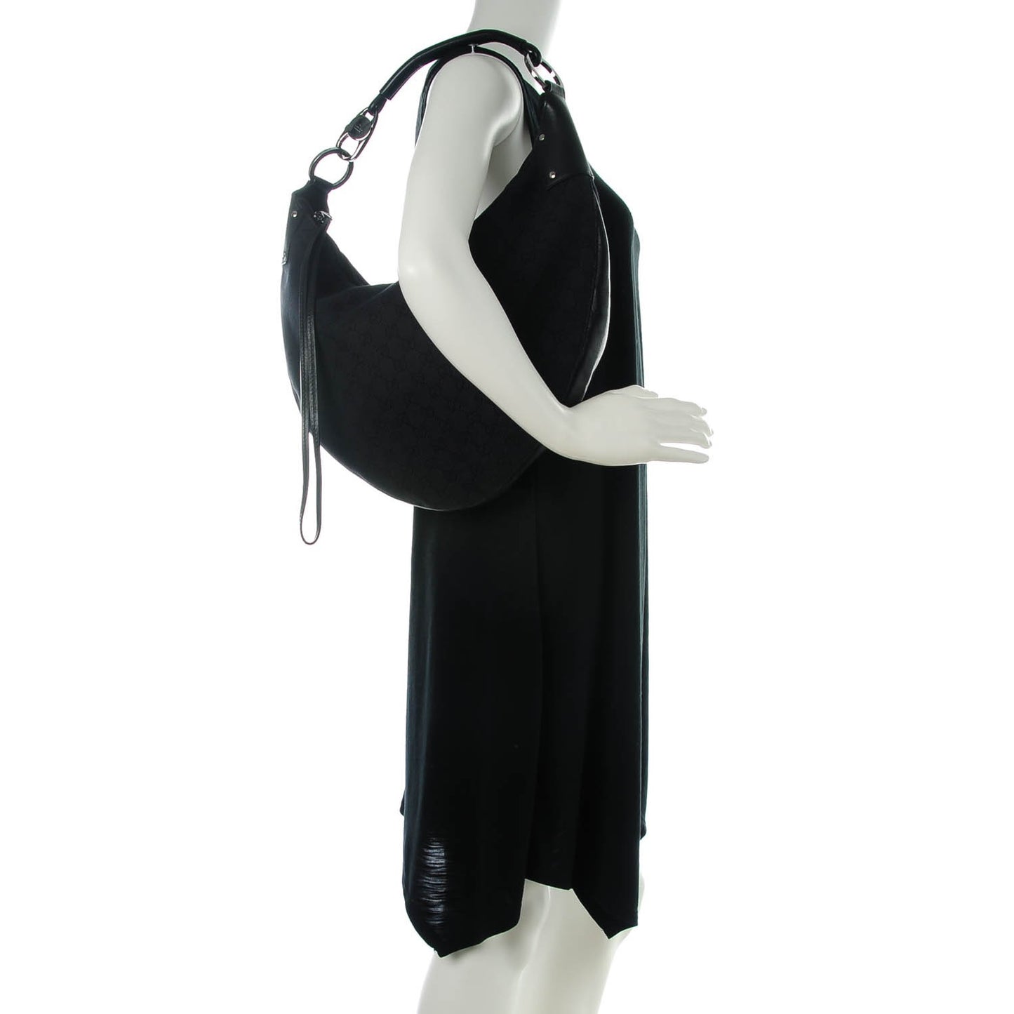 Denim Monogram Half Moon Hobo Black
