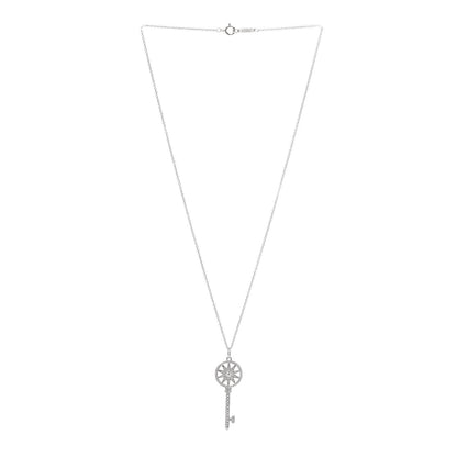 Tiffany Platinum Diamond Star Key Pendant Necklace 3 of 6