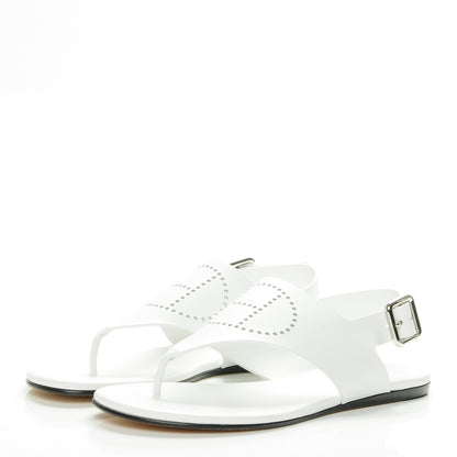 Hermes Calfskin Kola Sandals 37 White 3 of 7