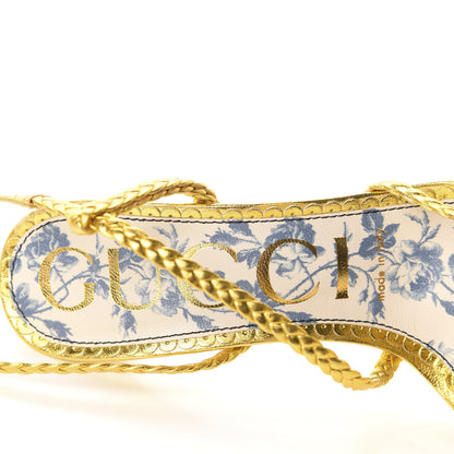 Gucci Metallic Nappa Braided Haines High Heel Sandals 36.5 Gold 7 of 10