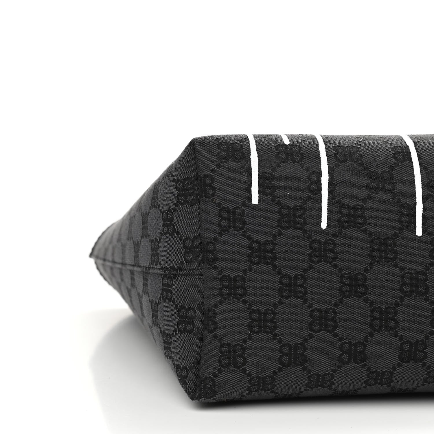 Gucci X BALENCIAGA BB Monogram Web Graffiti Medium Ophidia Shopping Tote Black 9 of 10