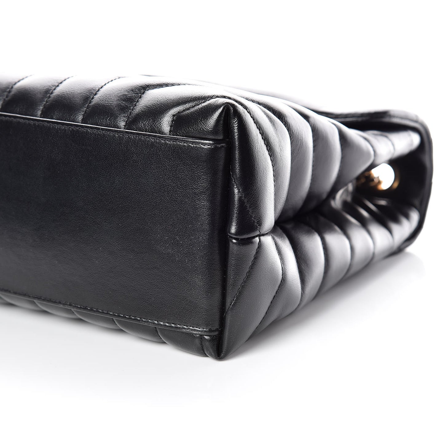 Calfskin Y Quilted Monogram Medium Loulou Chain Satchel Black