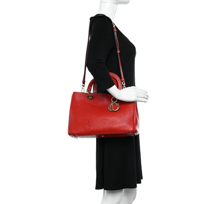 Christian Dior Calfskin Medium Diorissimo Tote Red 2 of 19