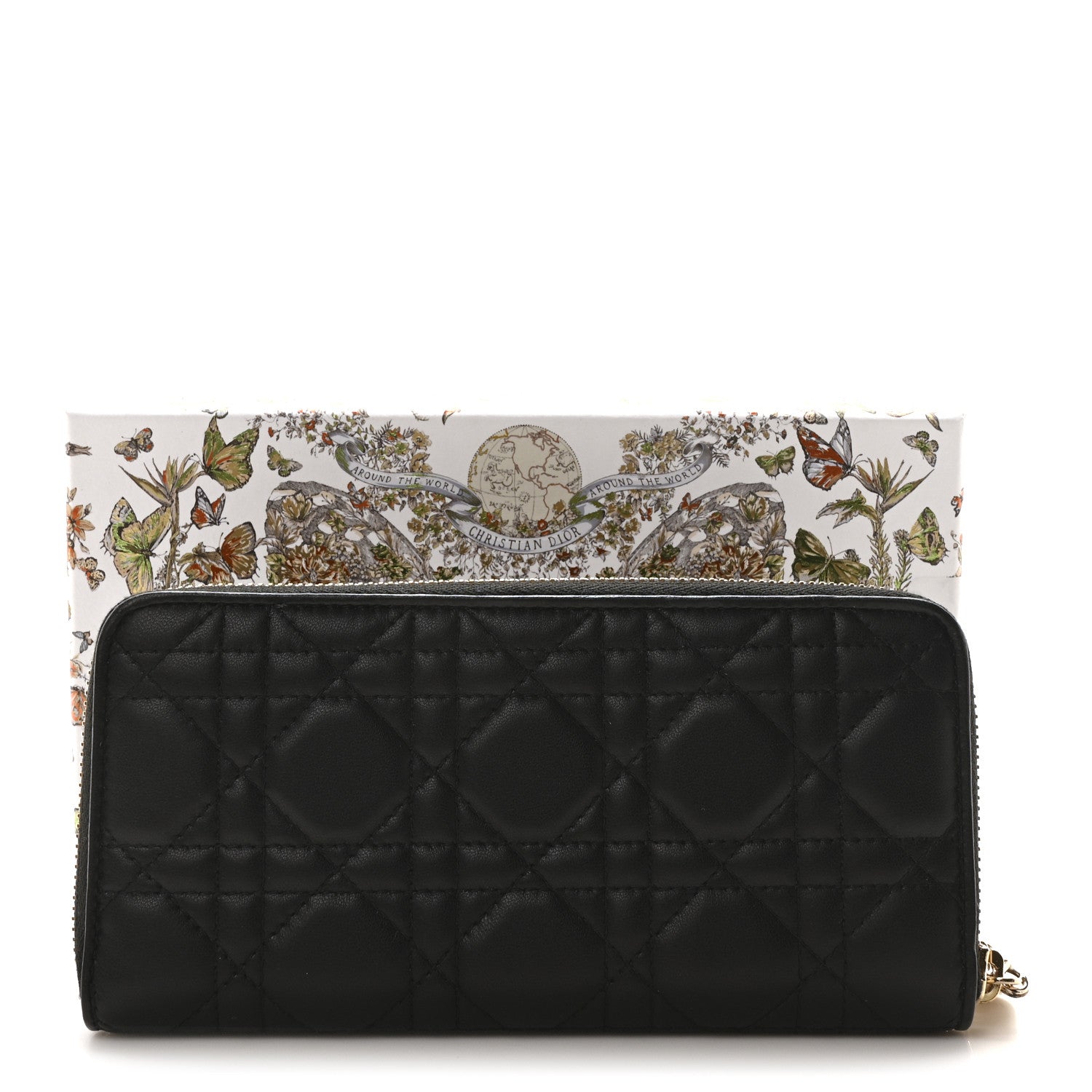 Christian Dior Lambskin Cannage Lady Dior Voyageur Wallet Black 11 of 11