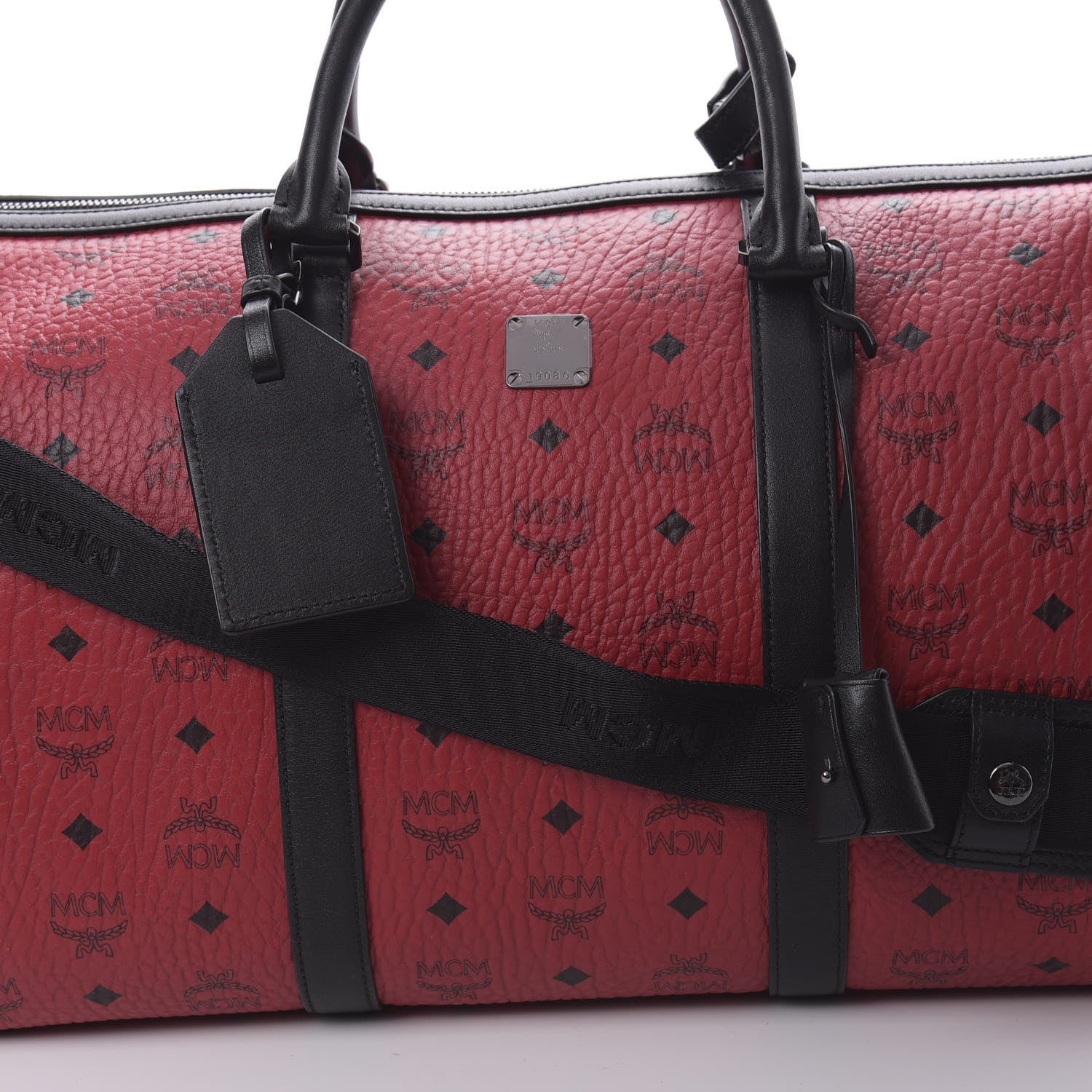 MCM Visetos Medium Traveler Weekender Bag Ruby Red 7 of 9