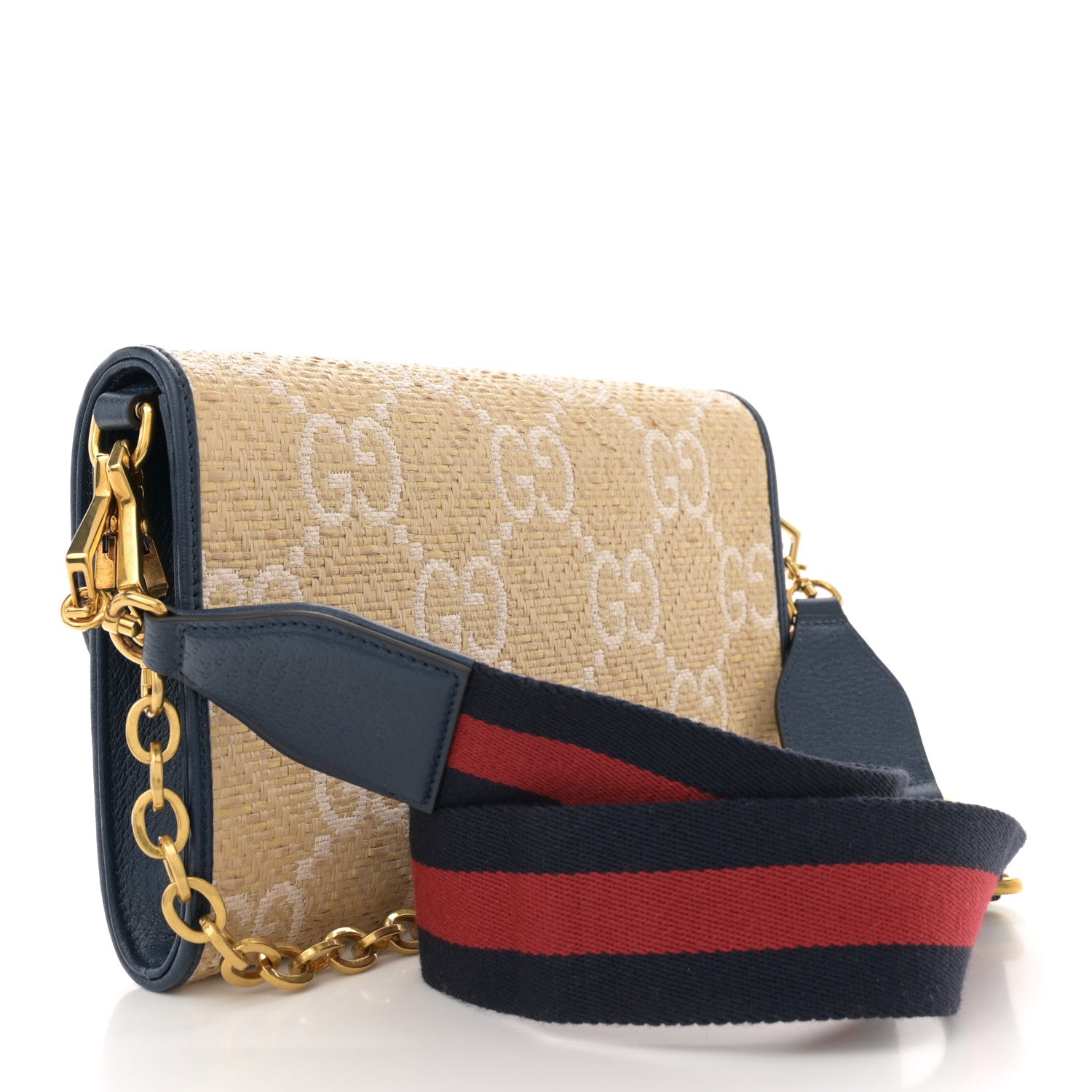 Gucci Raffia Textured Dollar Calfskin GG Monogram Web Small Horsebit 1955 Crossbody Bag 2 of 10
