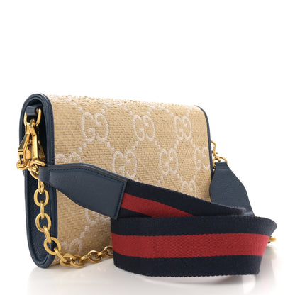 Gucci Raffia Textured Dollar Calfskin GG Monogram Web Small Horsebit 1955 Crossbody Bag 2 of 10