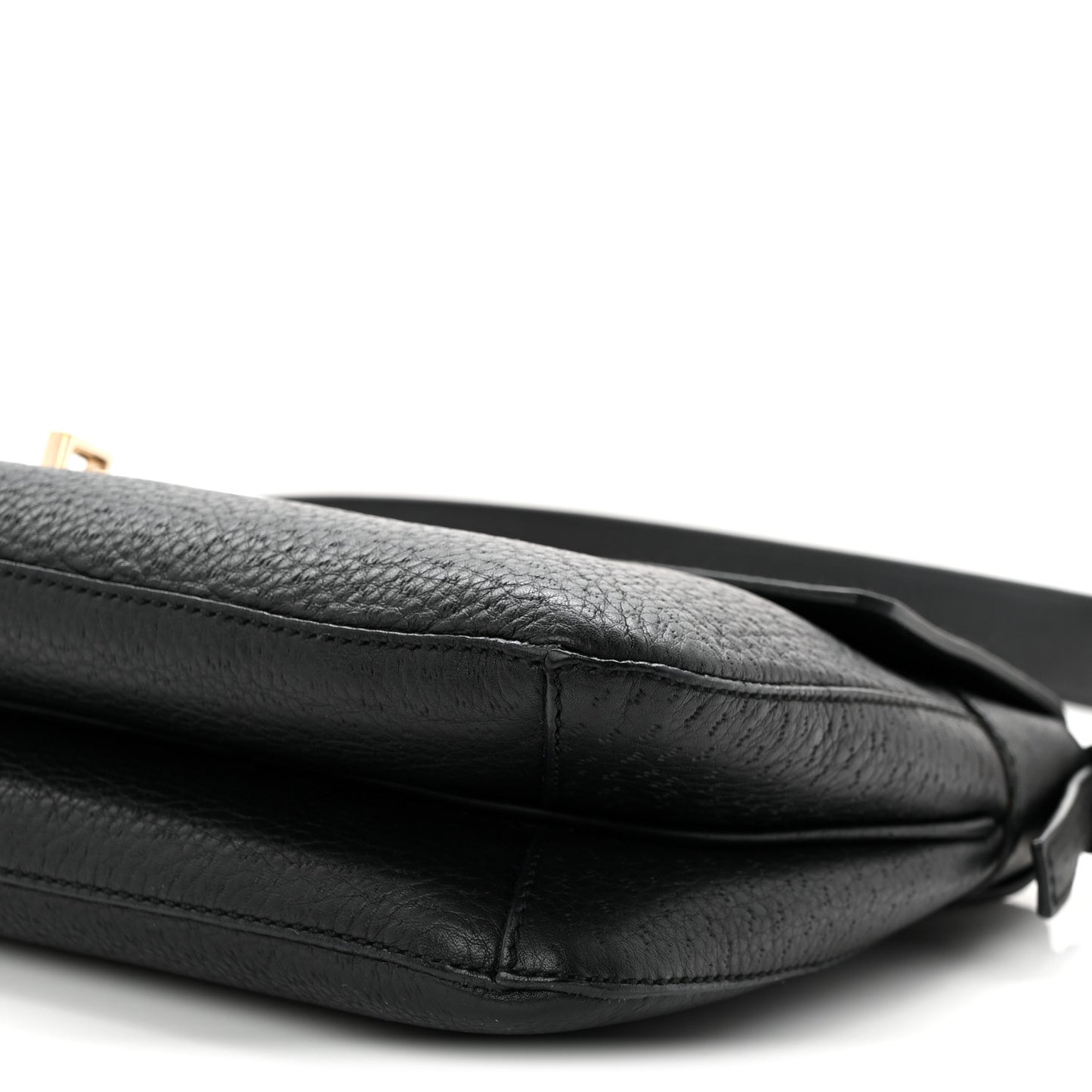 Grained Calfskin Gancini Shoulder Bag Black