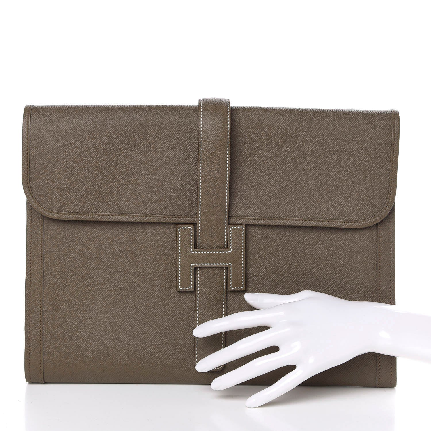 Hermes Epsom Jige 34 GM Clutch Etoupe 2 of 8