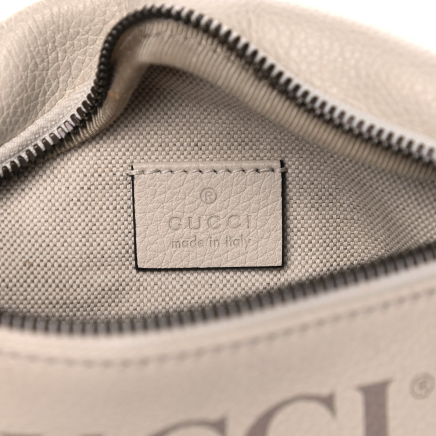 Grained Calfskin Small Logo Belt Bag White
