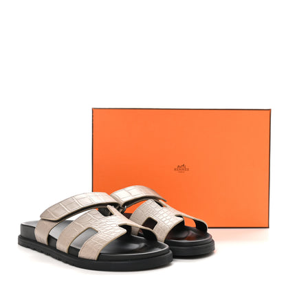 Hermes Matte Alligator Womens Chypre Sandals 39 Beige Mastic 9 of 9