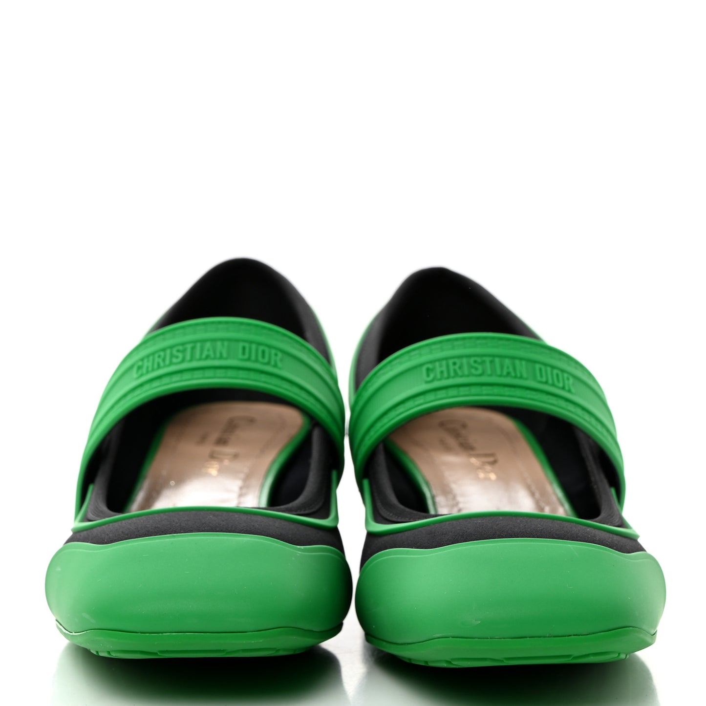 Neoprene Rubber Dior Roller Ballerina Flat 37 Black Green