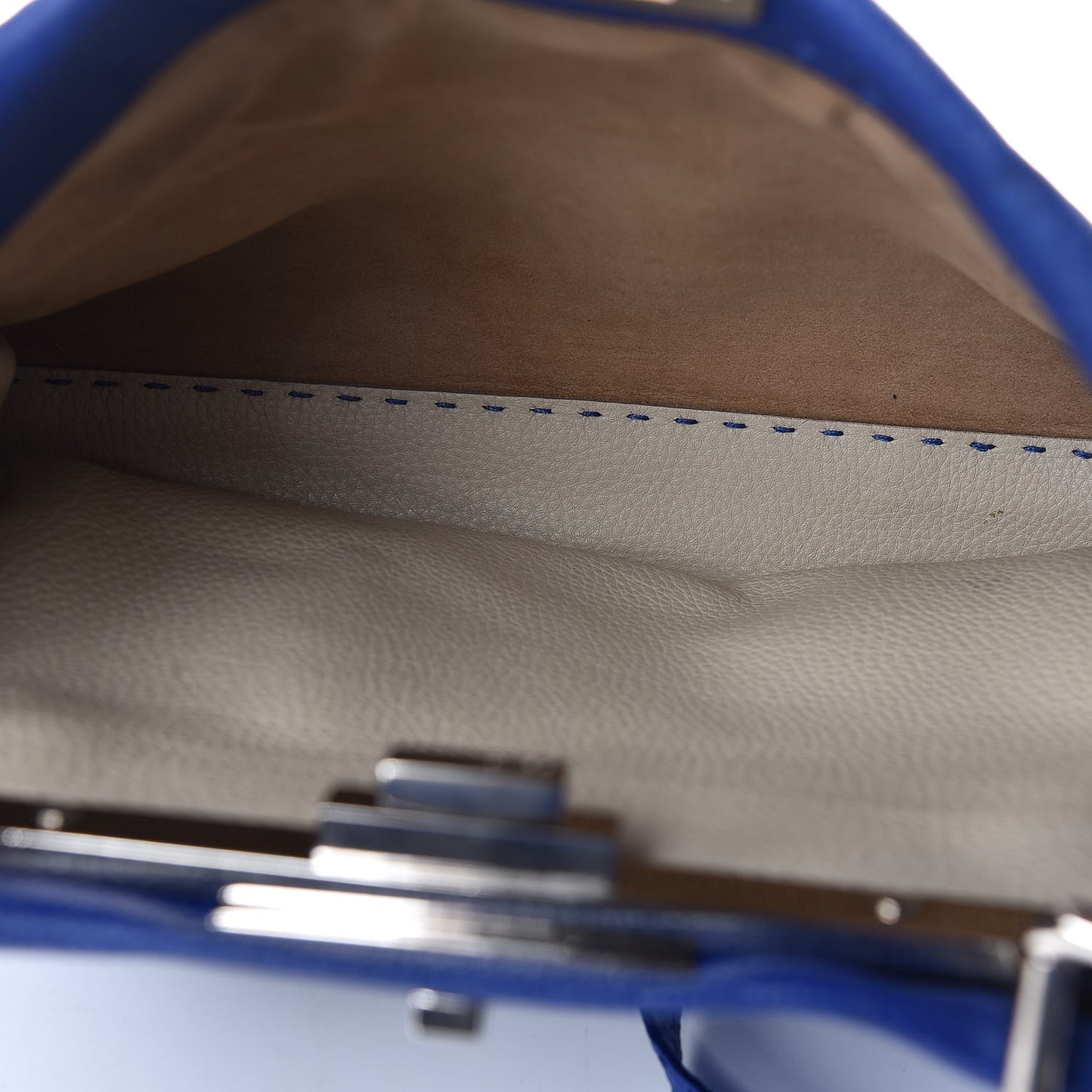 Cuoio Romano Selleria Bi-Color Medium Peekaboo Iconic Satchel Blue Neon Latte