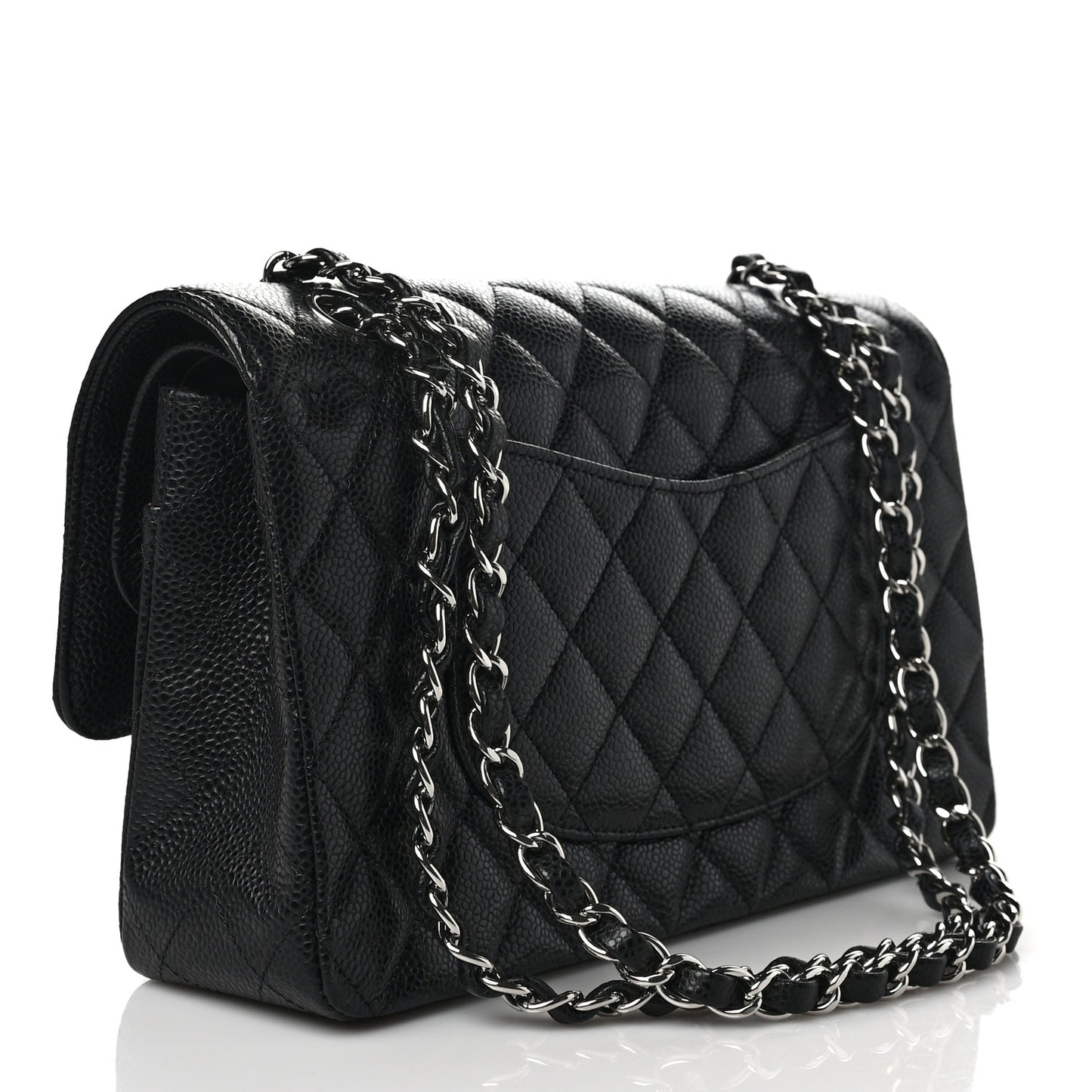 Caviar Quilted Medium Double Flap Black
