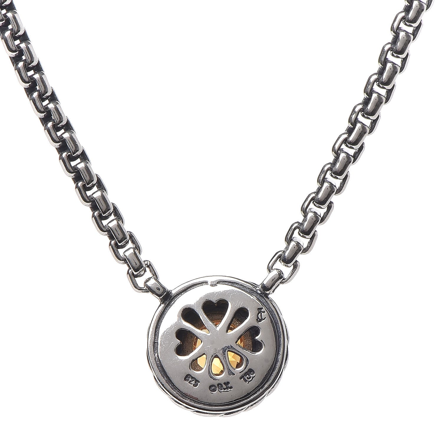 David Yurman Sterling Silver 18K Yellow Gold Citrine Cookie Necklace 6 of 7