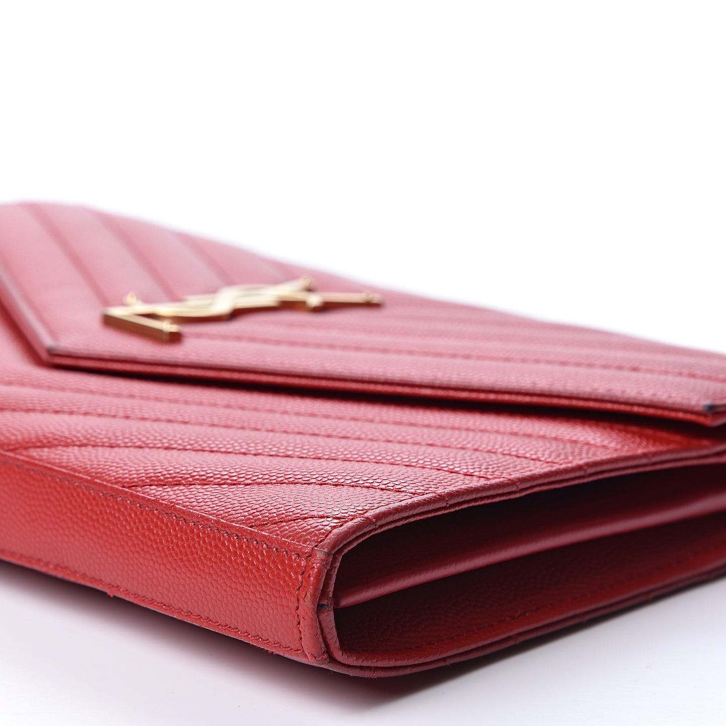 Grain De Poudre Matelasse Chevron Monogram Chain Wallet Red