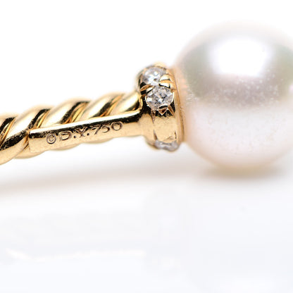 David Yurman 18K Yellow Gold Diamond Pearl 7mm Solari Bracelet 4 of 5