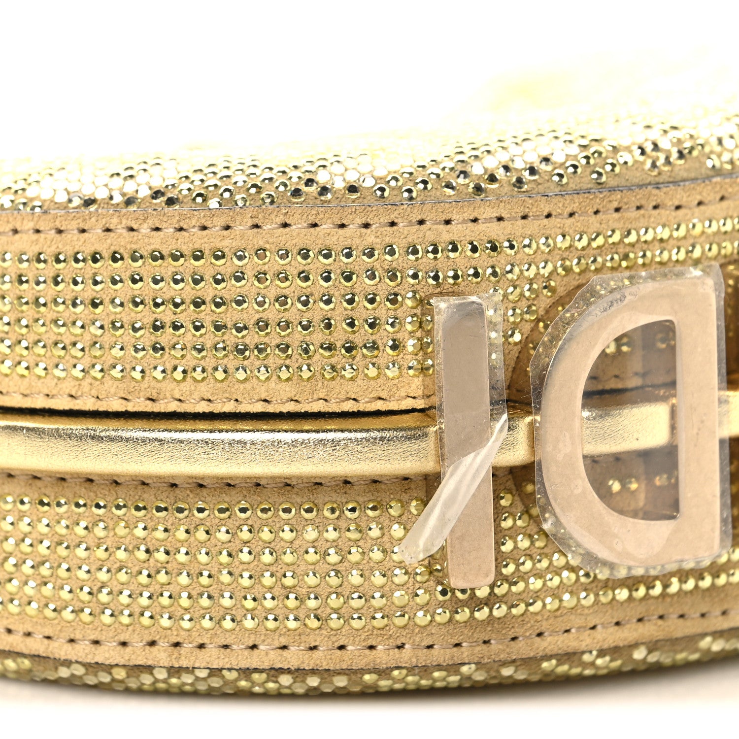 Fendi Crystal Vitello Laminato Suede FF Nano Fendigraphy Hobo Charm Platino 9 of 10