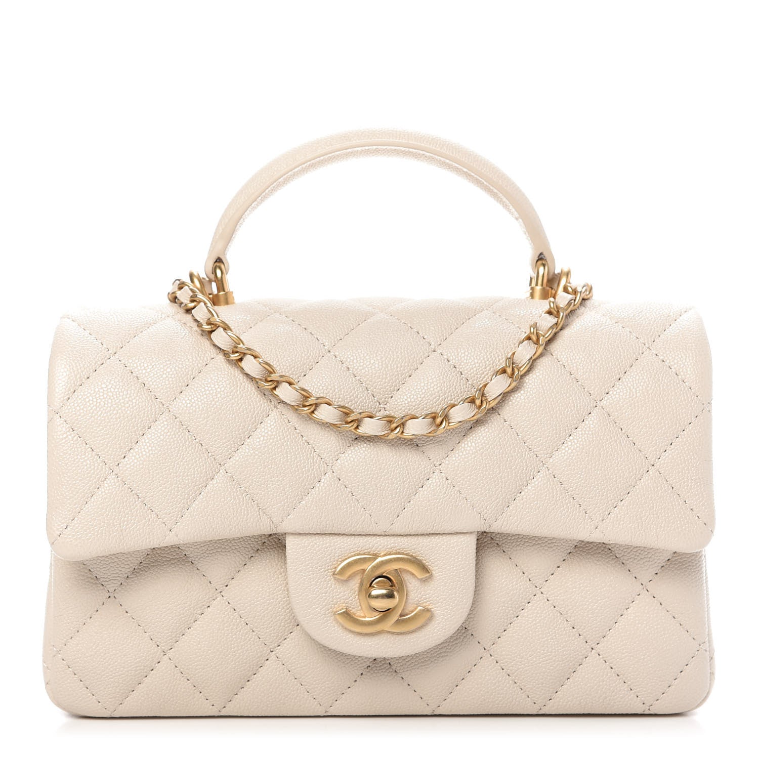 Chanel Caviar Quilted Mini Top Handle Rectangular Flap Beige 1 of 9