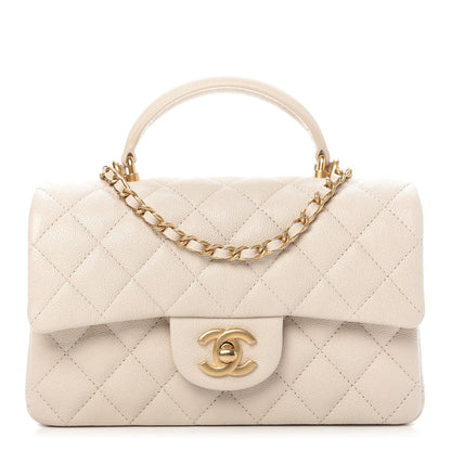 Chanel Caviar Quilted Mini Top Handle Rectangular Flap Beige 1 of 9
