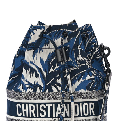 Christian Dior Technical Fabric Embroidered Palm Tree Toile De Jouy DiorTravel Pouch Blue 8 of 11