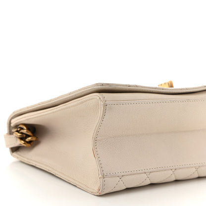 Chanel Goatskin Quilted Large Rita Top Handle Flap Beige 9 of 14