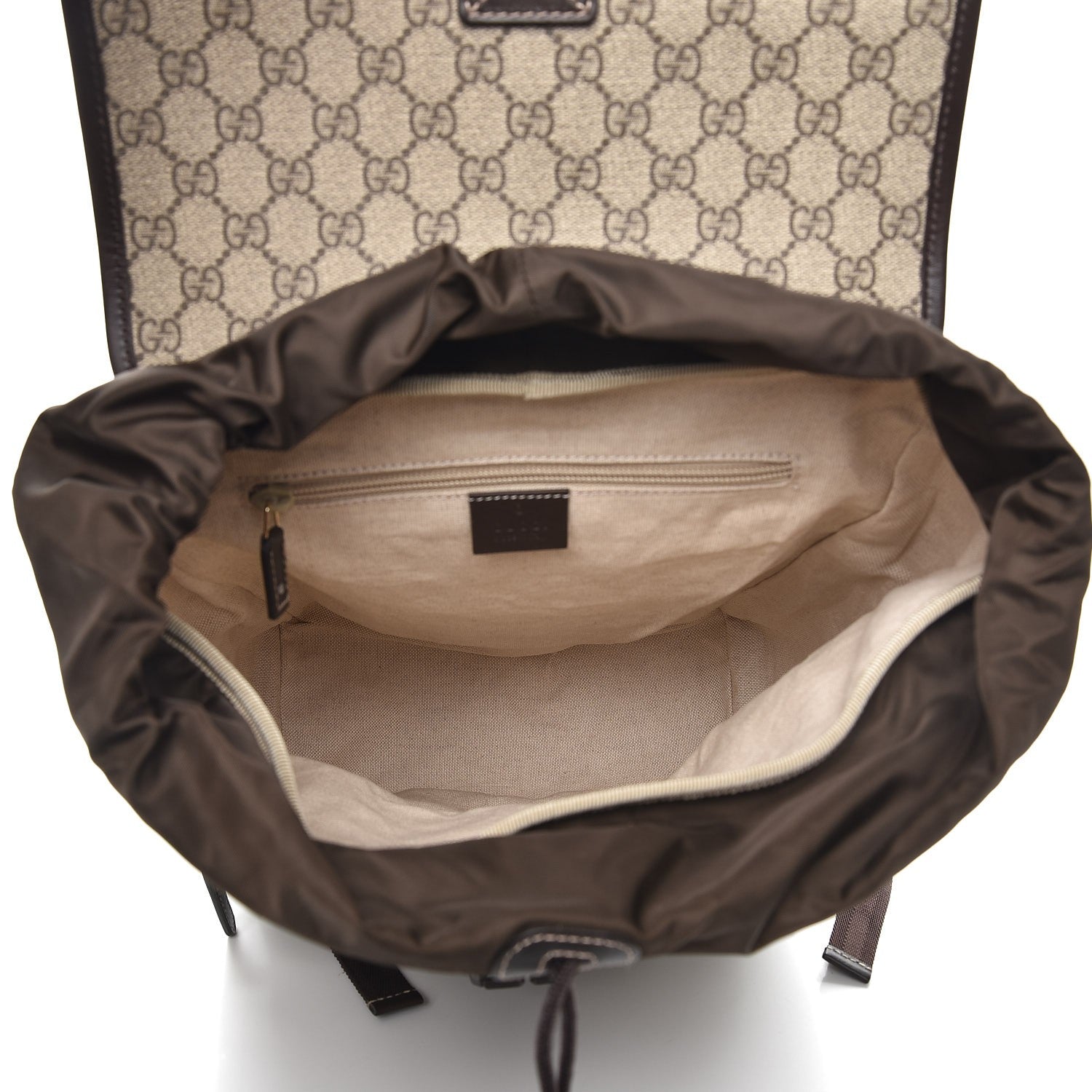 Gucci GG Supreme Monogram Medium Single Buckle Rucksack Backpack Beige Ebony Brown 5 of 7