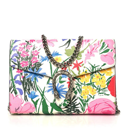 Gucci X KEN SCOTT New Shangai Calfskin Jardin D'Avril Floral Print Mini Dionysus Chain Wallet Ivory Pink 1 of 10