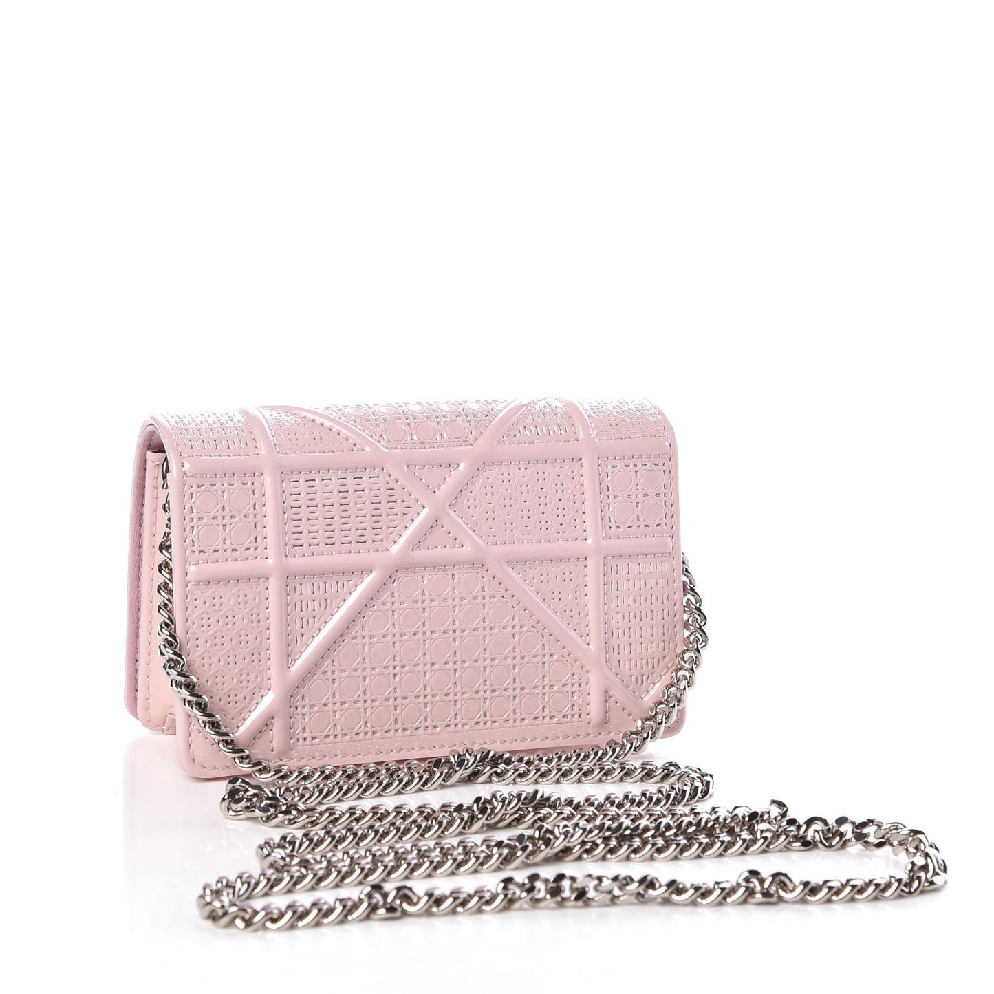 Patent Micro-Cannage Baby Diorama Flap Bag Pale Pink