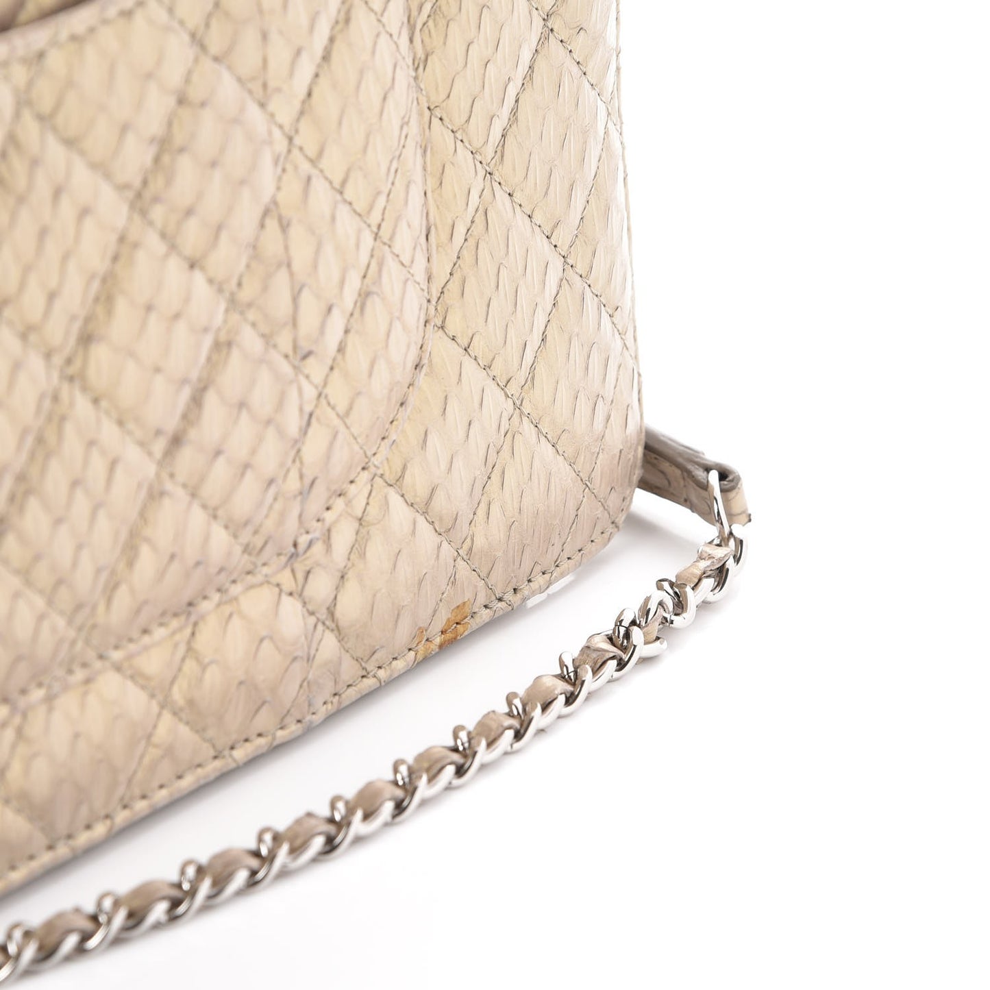 Iridescent Python Quilted Medium Clam Pocket Flap Gold