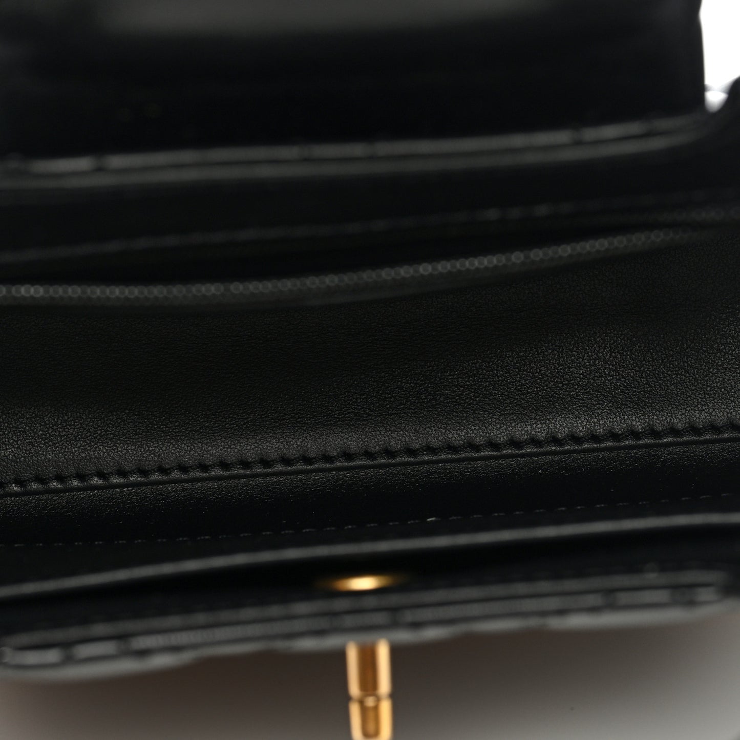 Shiny Aged Calfskin Quilted Nano Kelly Shopper Black