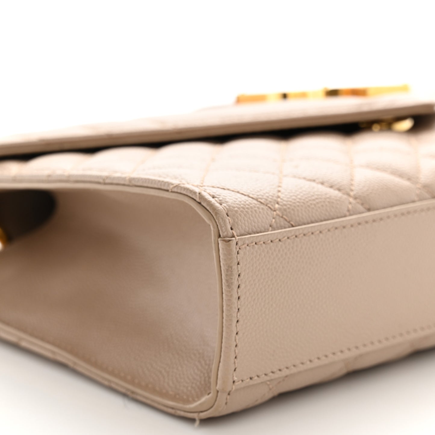 Grain De Poudre Textured Mixed Matelasse Medium Triquilt Monogram Satchel Dark Beige
