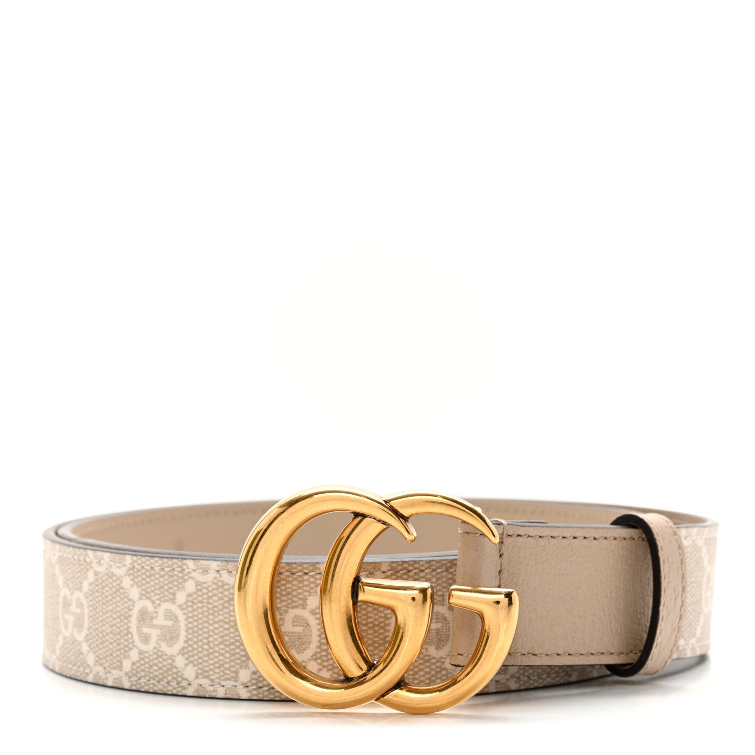 Gucci GG Supreme Monogram Calfskin Double G 30mm Belt 90 36 Beige Mystic White Oatmeal 1 of 7