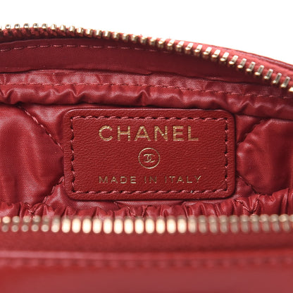 Chanel Lambskin Quilted Small Curvy Pouch Cosmetic Case Red 6 of 10