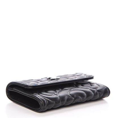 Chanel Goatskin Camellia Embossed Flap Card Holder Black 4 of 8