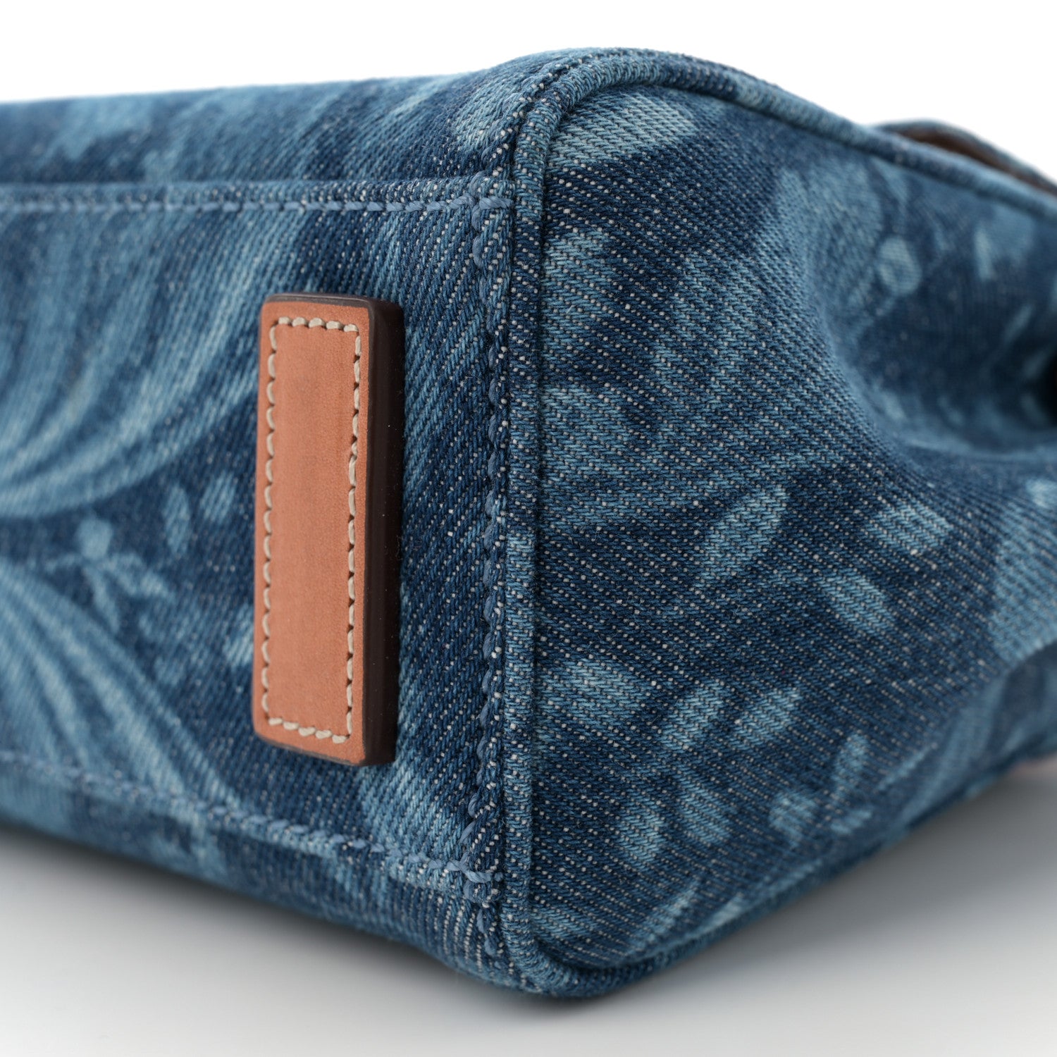 Versace Denim Barocco Small La Medusa Chain Top Handle Handbag Blue Camel 9 of 11