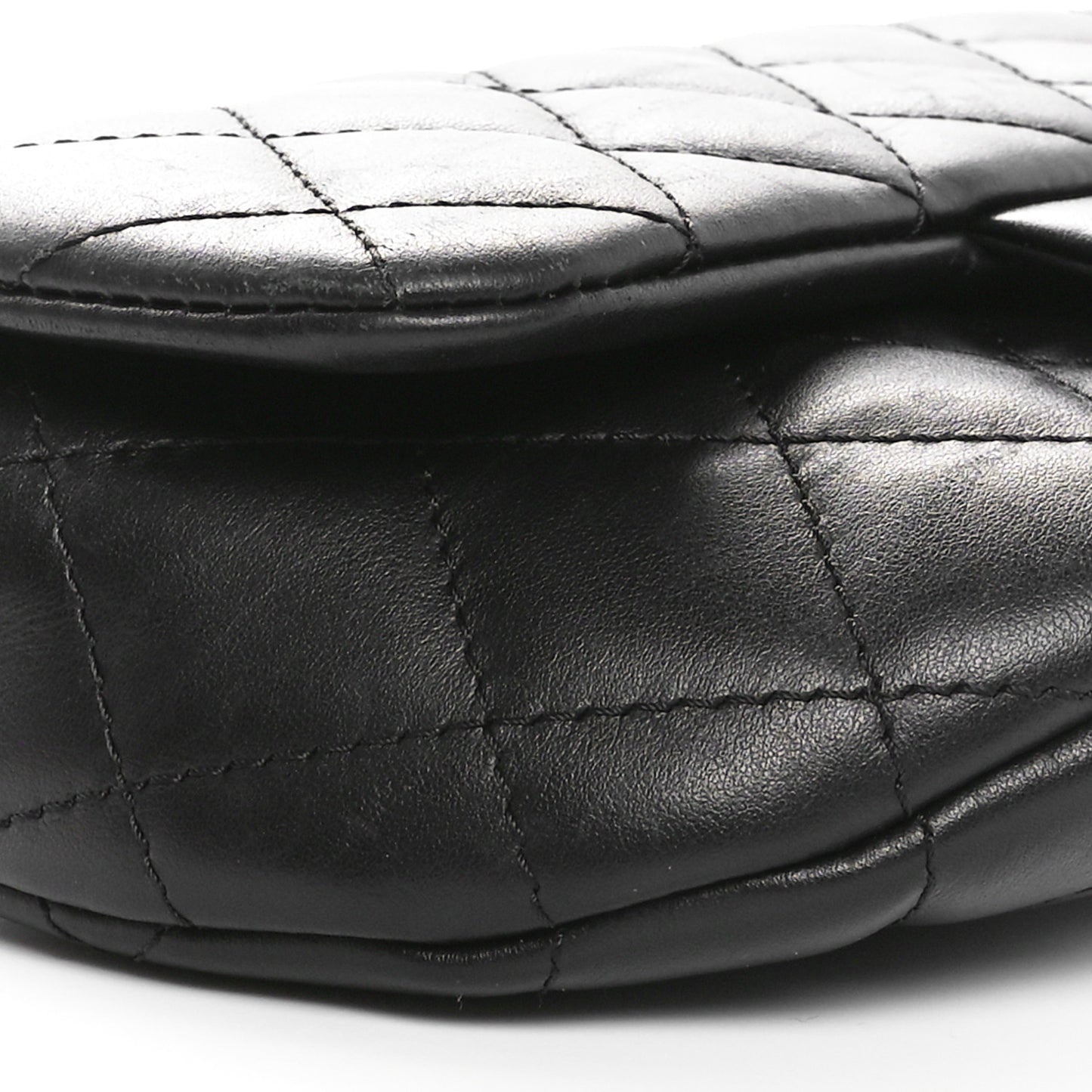 Calfskin Quilted CC Uniform Flap Belt Bag Black