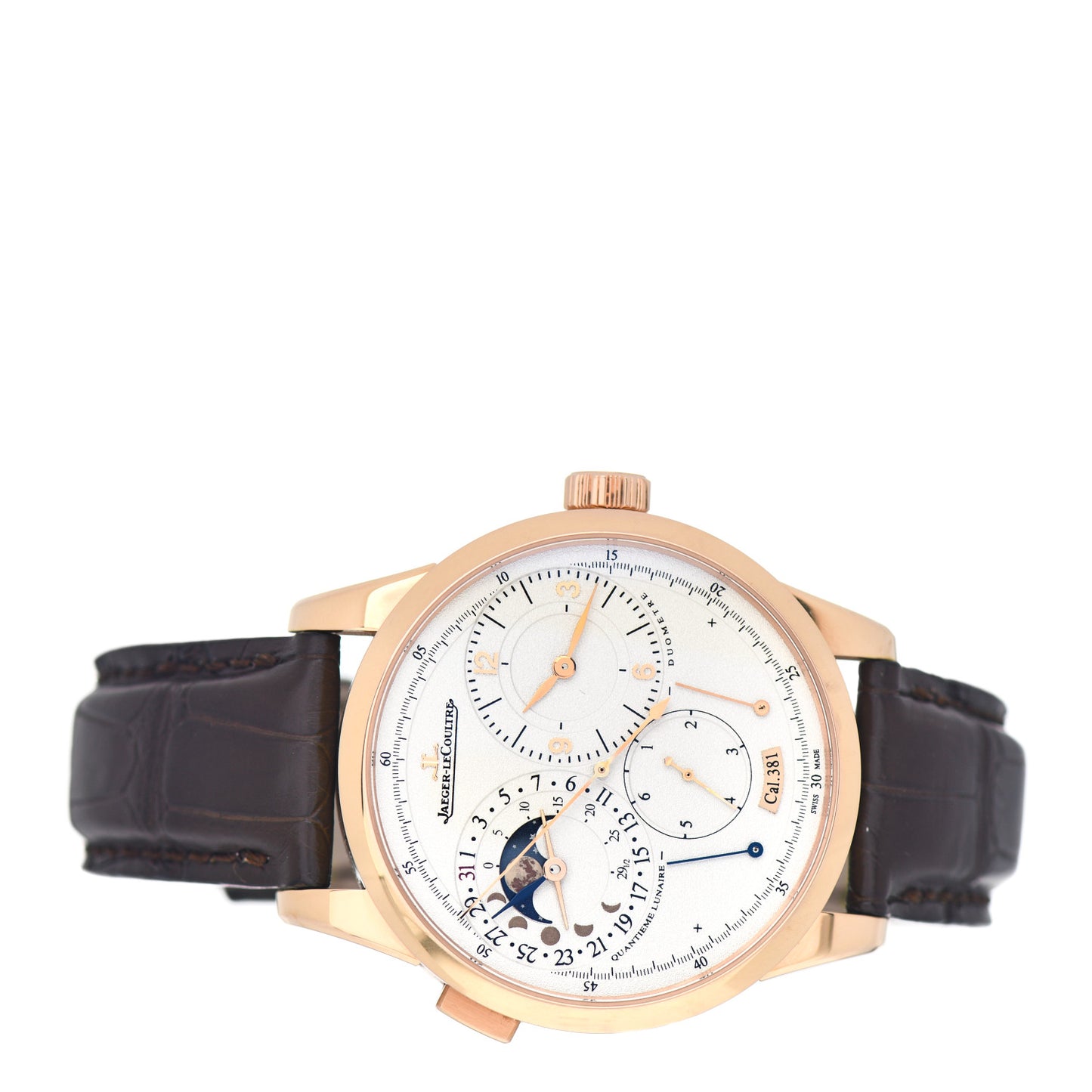 18K Rose Gold Alligator 40.5mm Duometre Quantieme Lunaire Manual Winding Watch Q6042421