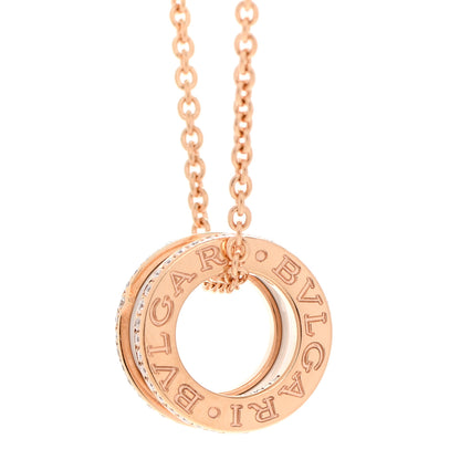 Bulgari 18K Rose Gold White Ceramic Diamond B.Zero1 Pendant Necklace 8 of 11