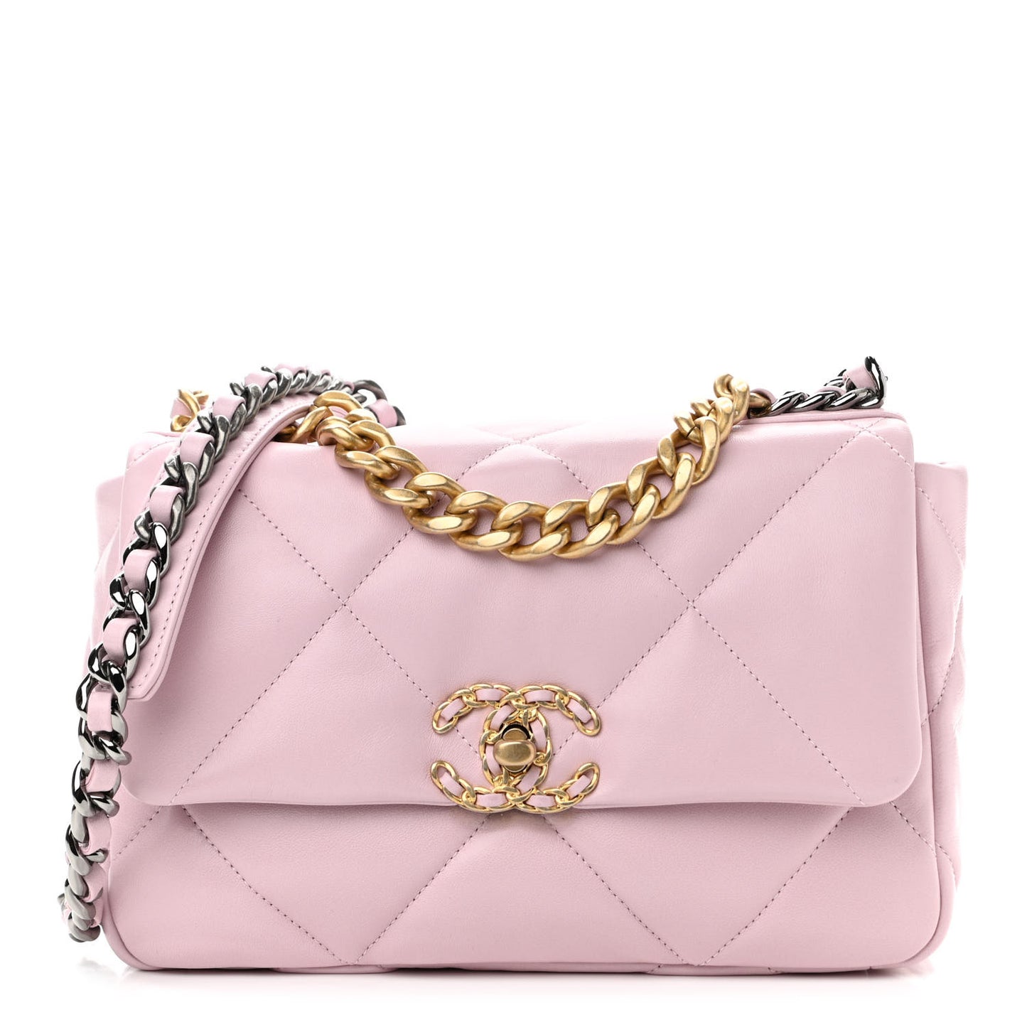 Lambskin Quilted Medium Chanel 19 Flap Light Pink