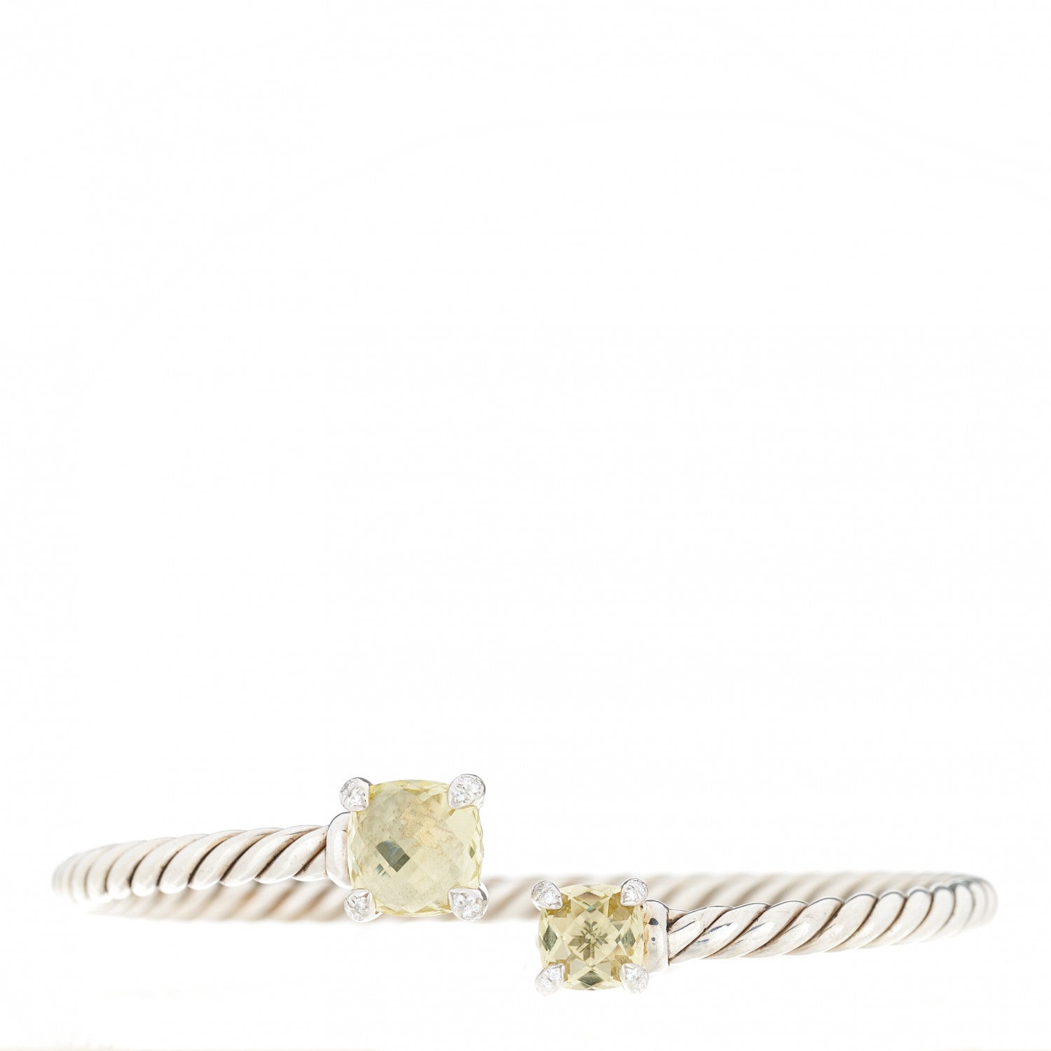 David Yurman Sterling Silver Diamond Lemon Citrine 4mm Chatelaine Bypass Bracelet 1 of 3