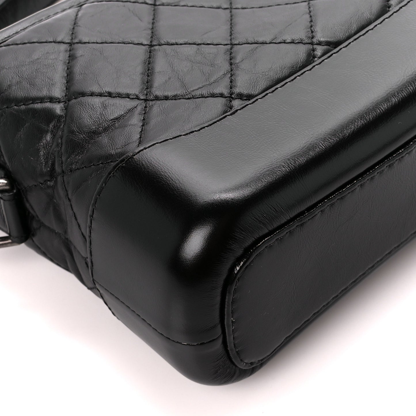 Aged Calfskin Quilted Small Gabrielle Hobo Black