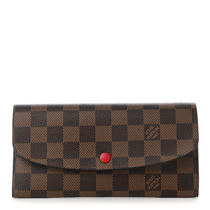 Louis Vuitton Damier Ebene Emilie Wallet Red 1 of 8
