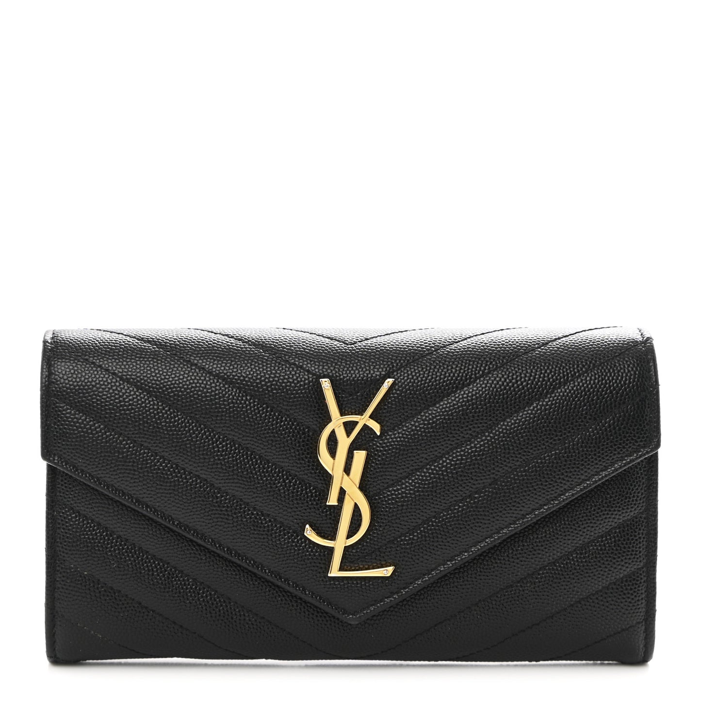 Grain De Poudre Matelasse Chevron Monogram Flap Wallet Black